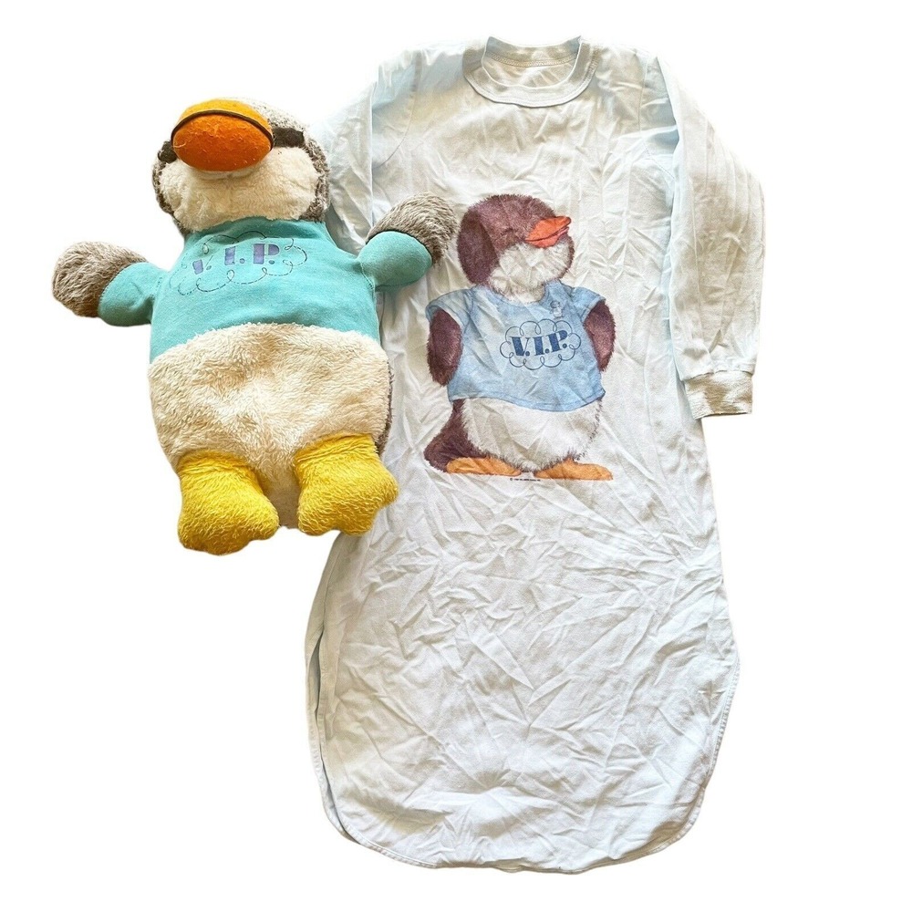 Vintage Plush VIP Shirt Tales Penguin + Pajama Nightgown Commonwealth Toy 1980